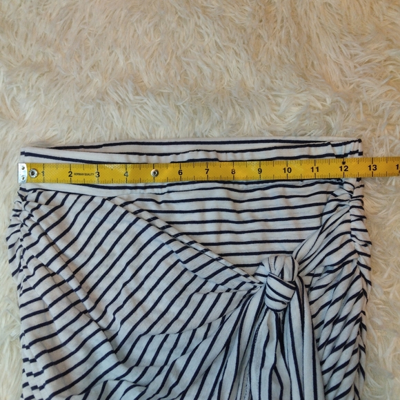 New Sundry Linen Blend Ruched Side Tie Blue & White Body-con Skirt Size XS - Picture 8 of 9